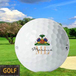 Balles De Golf Drapeau haïtien, Emblem & Bal de golf Haïti monogr