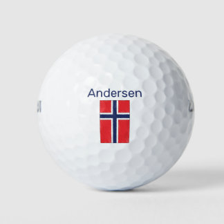 Balles De Golf Drapeau norvégien et nom personnalisé