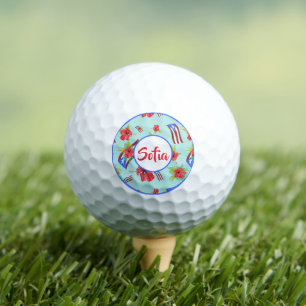 Balles De Golf Drapeau Porto Rico avec flor de maga boricua