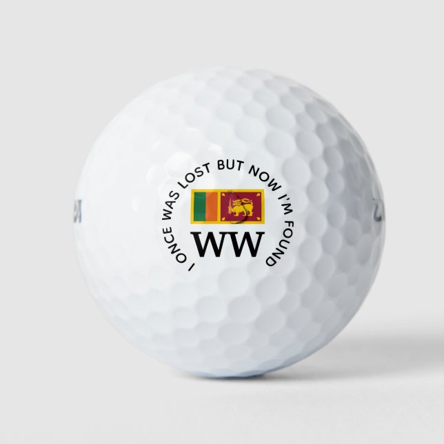 Balles De Golf DRAPEAU SRI LANKA Perdu Et Trouvé Monogramme Chrét (Devant)