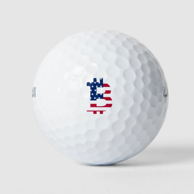 Balles De Golf Drapeau Usa Bitcoin-Bitcoin-Cryptomonnaie-Blockcha (Devant)