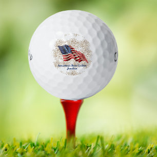 Balles De Golf Drapeau vintage américain avec feux d'artifice Par