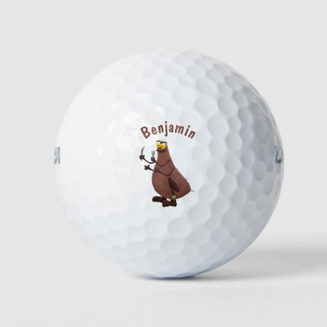 Balles De Golf Drôle affamé pulette affamée dessin animé (Devant)