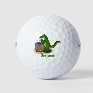 Balles De Golf Drôle alligator vert cuisine dessin animé