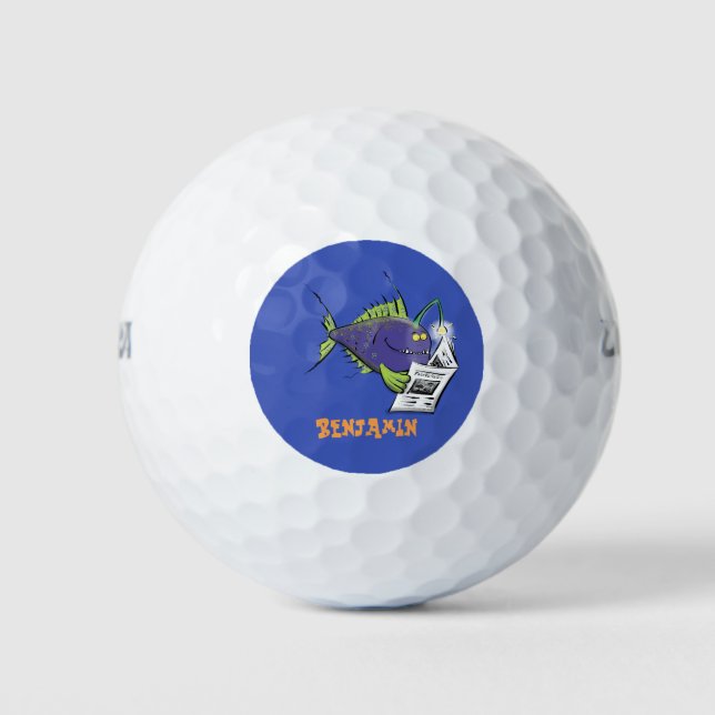 Balles De Golf Drôle caricature de poisson de pêcheur (Devant)