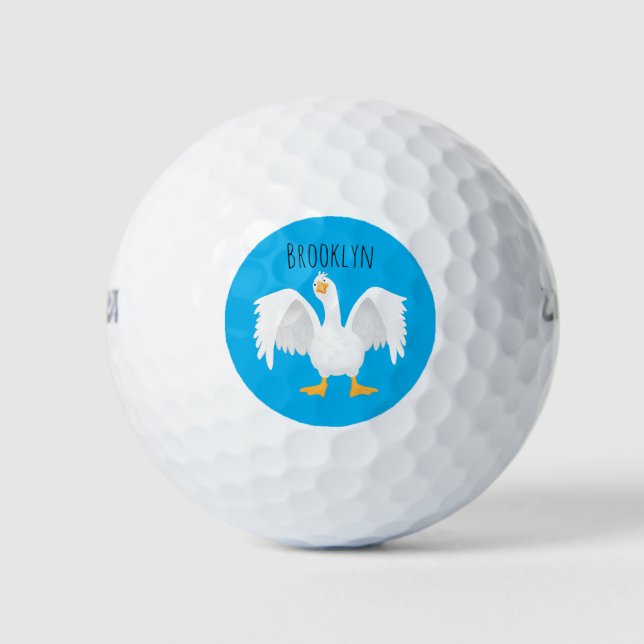 Balles De Golf Drôle curieuse dessin animé d'oie domestique (Devant)