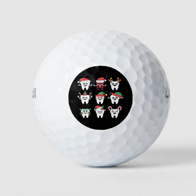 Balles De Golf Drôle Dental Noël Dents mignon Noël Dentiste (Devant)