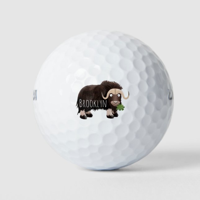 Balles De Golf Drôle dessin animé de boeuf musqué (Devant)