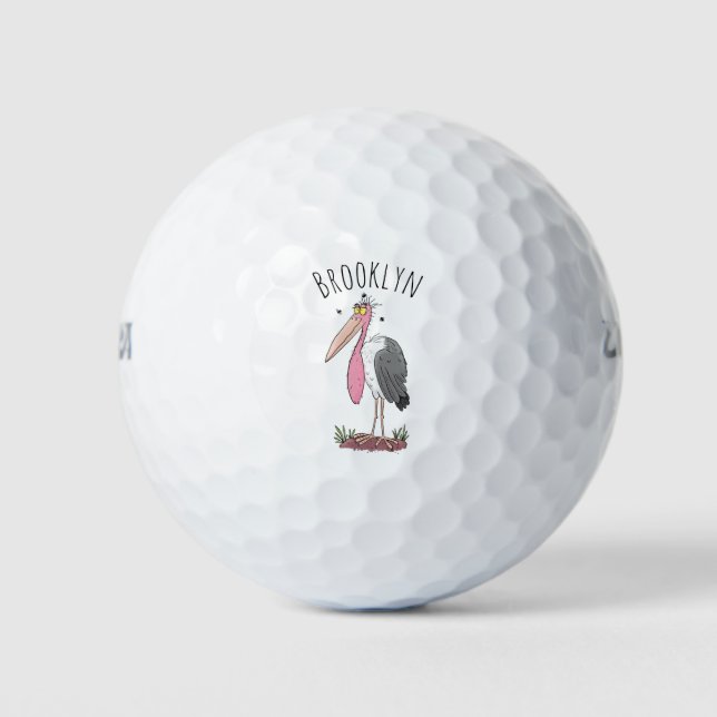Balles De Golf Drôle dessin animé de cigogne en marabou (Devant)