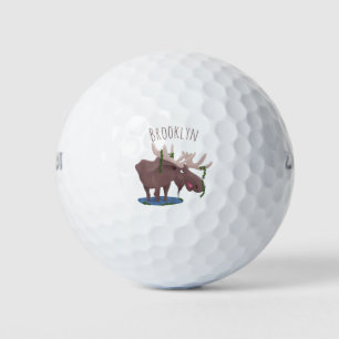 Balles De Golf Drôle dessin animé d'orignal heureux