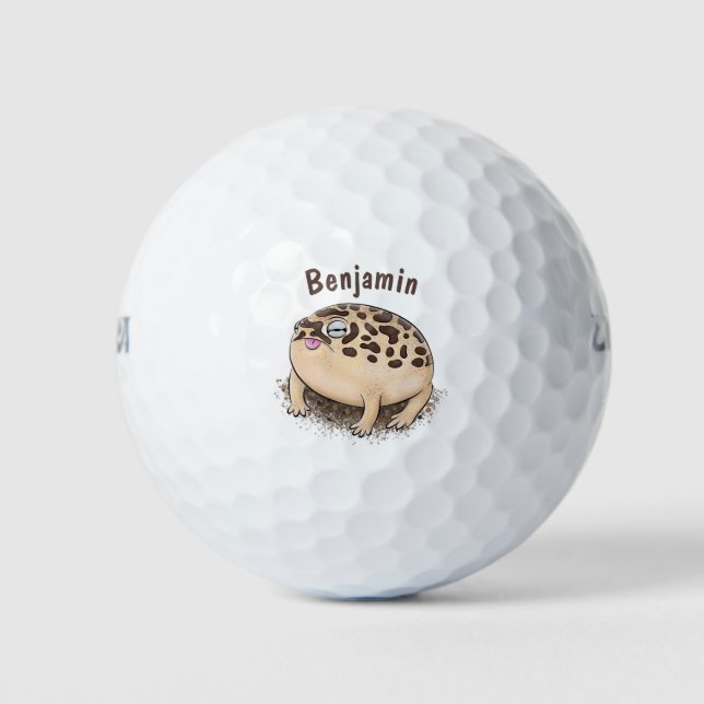 Balles De Golf Drôle dessin de grenouille à pluie dans le désert (Devant)