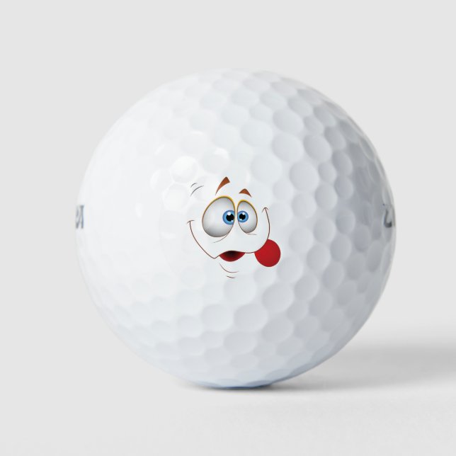 Balles De Golf Drôle Joyeux Visage Bleu yeux (Devant)