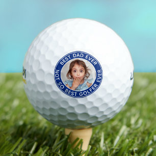 Balles De Golf Drôle Meilleur Papa Jamais Bleu Blancs Photo