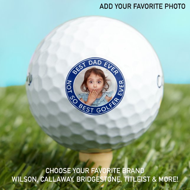 Balles De Golf Drôle Meilleur Papa Jamais Bleu Blancs Photo (Créateur téléchargé)