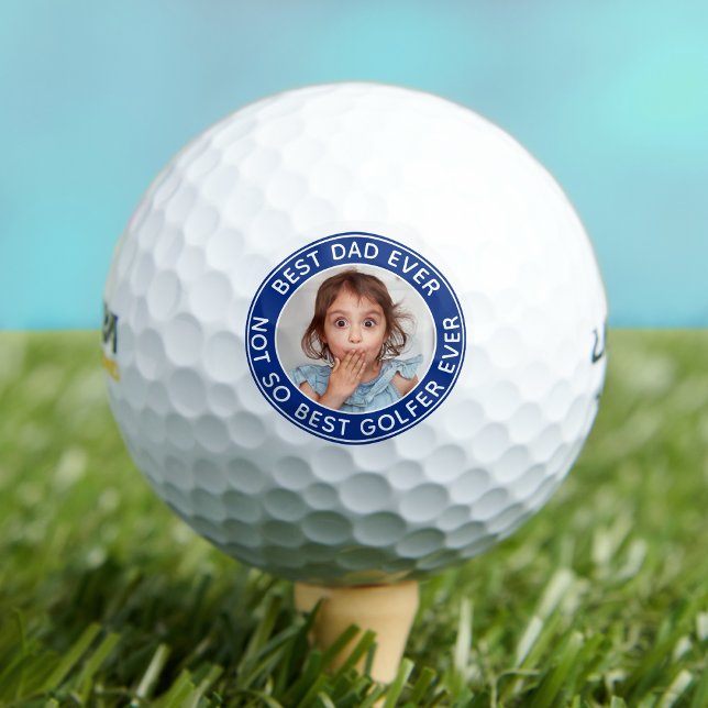 Balles De Golf Drôle Meilleur Papa Jamais Bleu Blancs Photo (Créateur téléchargé)