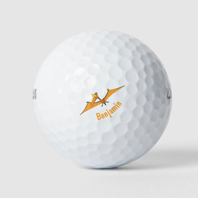 Balles De Golf Drôle mignon dessin animé de pterodactyle volant o (Devant)