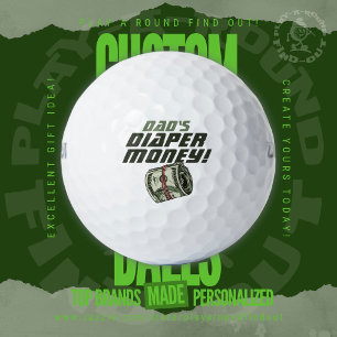 Balles De Golf Drôle Nouveau Papa Golf Couche Argent Liquide Pari