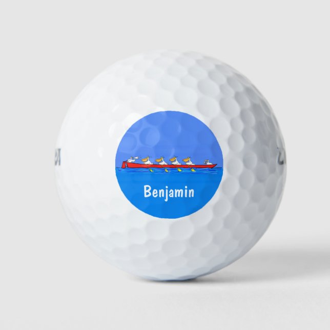 Balles De Golf Drôle pélicans rameurs dessin animé (Devant)