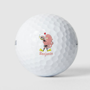 Balles De Golf Drôle pieuvre embrasse plongeur dessin animé humou