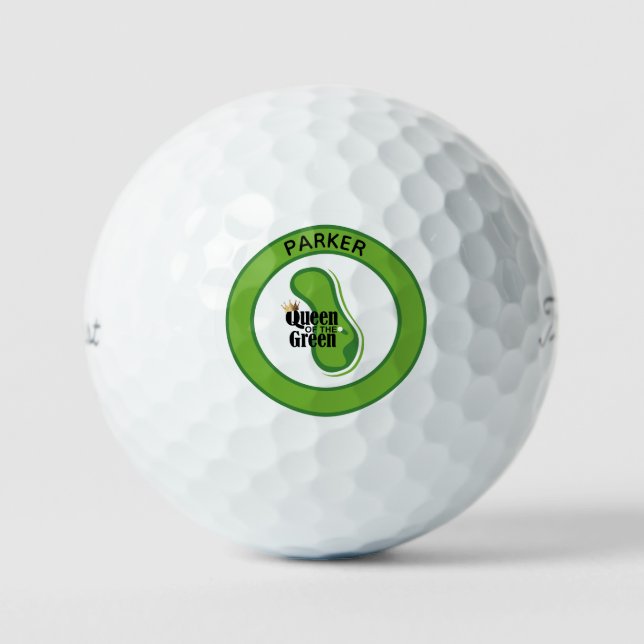 Balles De Golf Drôle Reine du Monogramme Vert (Recto)