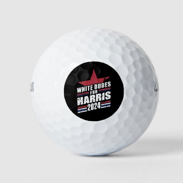Balles De Golf Dudes Blanches Pour Kamala Harris 2024 (Devant)