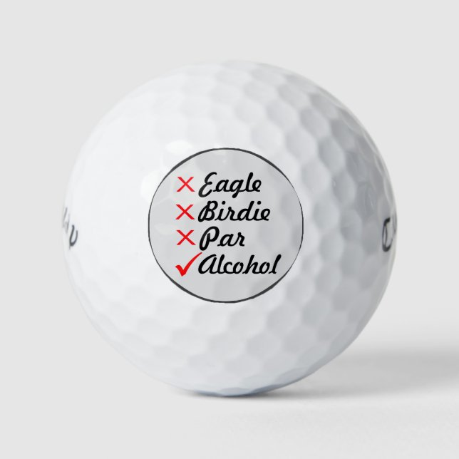 Balles De Golf Eagle Birdie Par Alcohol Golf Humour (Devant)