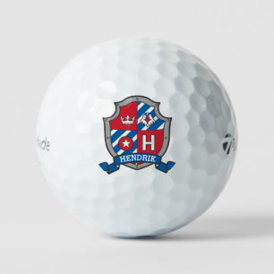 Balles De Golf Eagle H monogramme rouge crête bleue