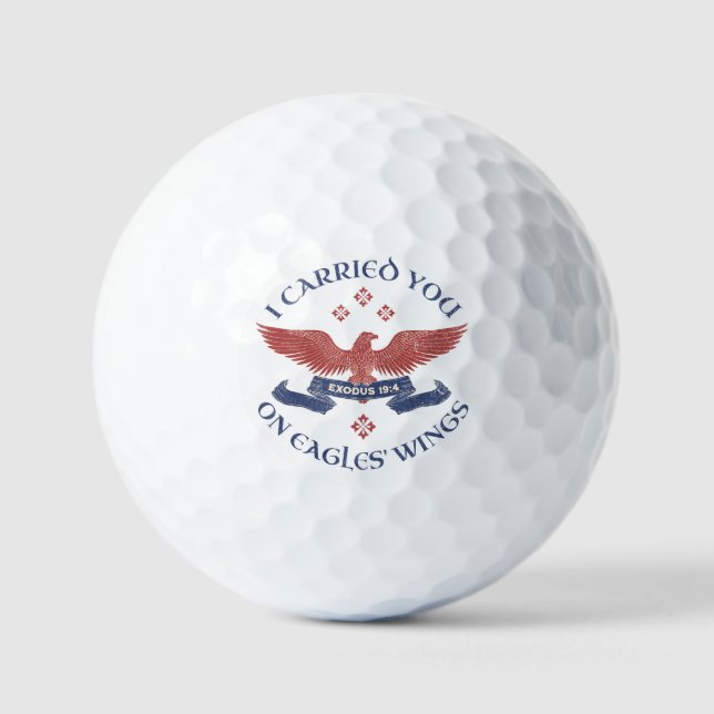 Balles De Golf Eagle's Wings Scripture Exodus 19:4 Red/Blue (Recto)