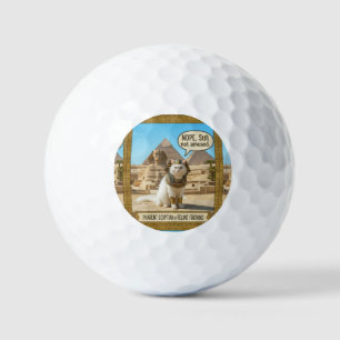 Balles De Golf Égypte ancienne Pharaoh royal drôle chat blanc