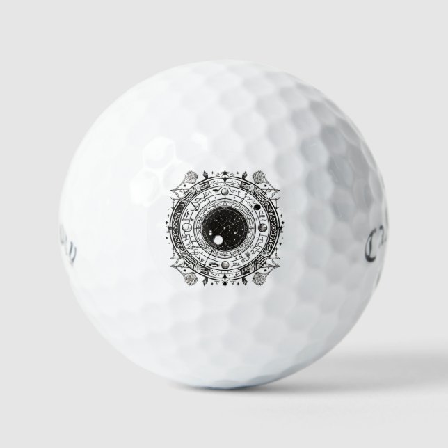 Balles De Golf Elégance céleste : Zodiac & Constellation Designs (Recto)