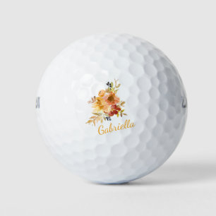Balles De Golf Élégant Automne Automne Aquarelle Floral Personnal