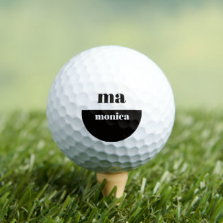 Balles De Golf elegant black &white script monogram initial 