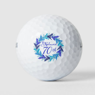 Balles De Golf Elegant Blue Wreath 70th Birthday
