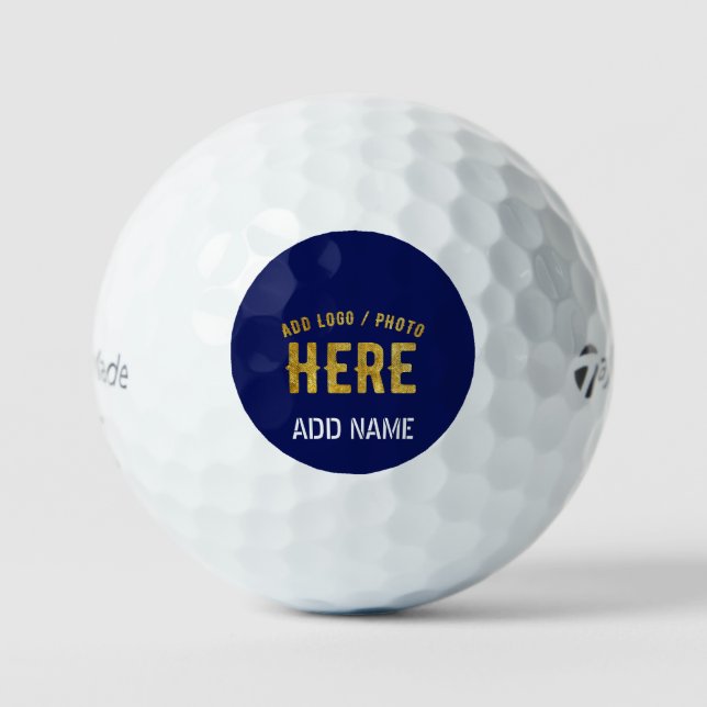 BALLES DE GOLF ÉLÉGANT MODERNE PERSONNALISÉ MIGNON BLANC BLEU NAV (Recto)
