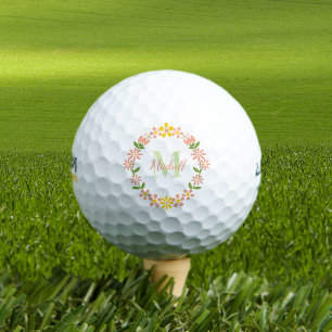 Balles De Golf Élégant Monogramme Floral