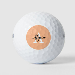 Balles De Golf Élégant Monogramme Peach Script Golf Balls