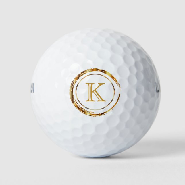 Balles De Golf Élégant Monogramme Sur Or (Devant)
