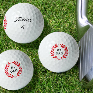 Balles De Golf Élégant Numéro 1 Papa Laurel Wreath Red Custom Gol
