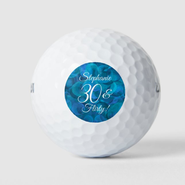 Balles De Golf Elégant Ocean Blue 30 & Flirty Birthday Party (Devant)