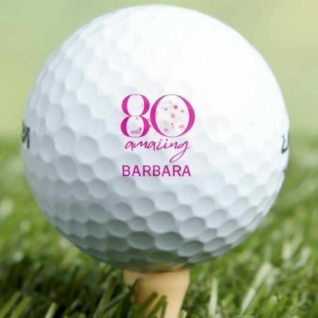 Balles De Golf Elégant rose floral 80 et anniversaire extraordina (Créateur téléchargé)