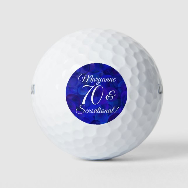 Balles De Golf Elégant Royal Blue 70 & Sensational Birthday Party (Devant)
