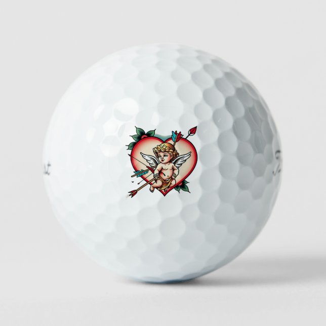 Balles De Golf Élégant tatouage à flèches cupides (Recto)