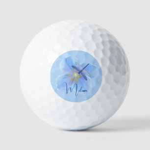 Balles De Golf Elégante libellule sur Blue Poppy Golf Ball