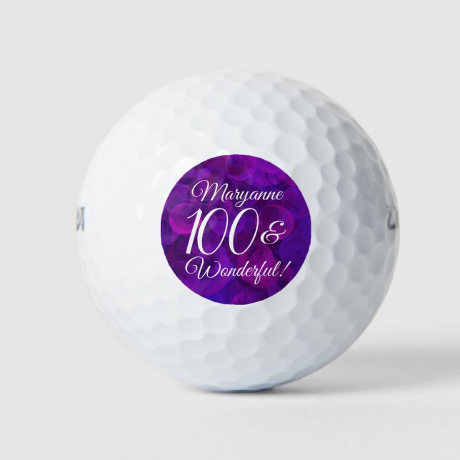 Balles De Golf Elégante Purple 100 et merveilleuse fête d'anniver (Devant)