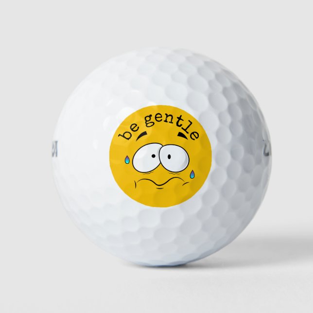 Balles De Golf Emoji jaune inquiet (Devant)