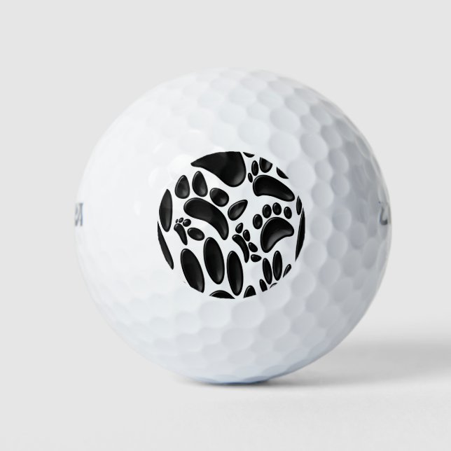 Balles De Golf Empreinte Abstraite de chien Faux Glossy 3D (Devant)