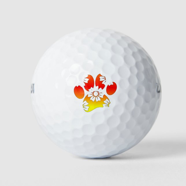 Balles De Golf Empreinte de patte de chien floral (Devant)