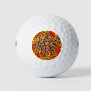 Balles De Golf Empreinte de patte Mosaic Art Dog