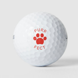 Balles De Golf Empreinte de patte Parfait Rouge Parfait Chat