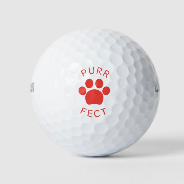 Balles De Golf Empreinte de patte Parfait Rouge Parfait Chat (Devant)